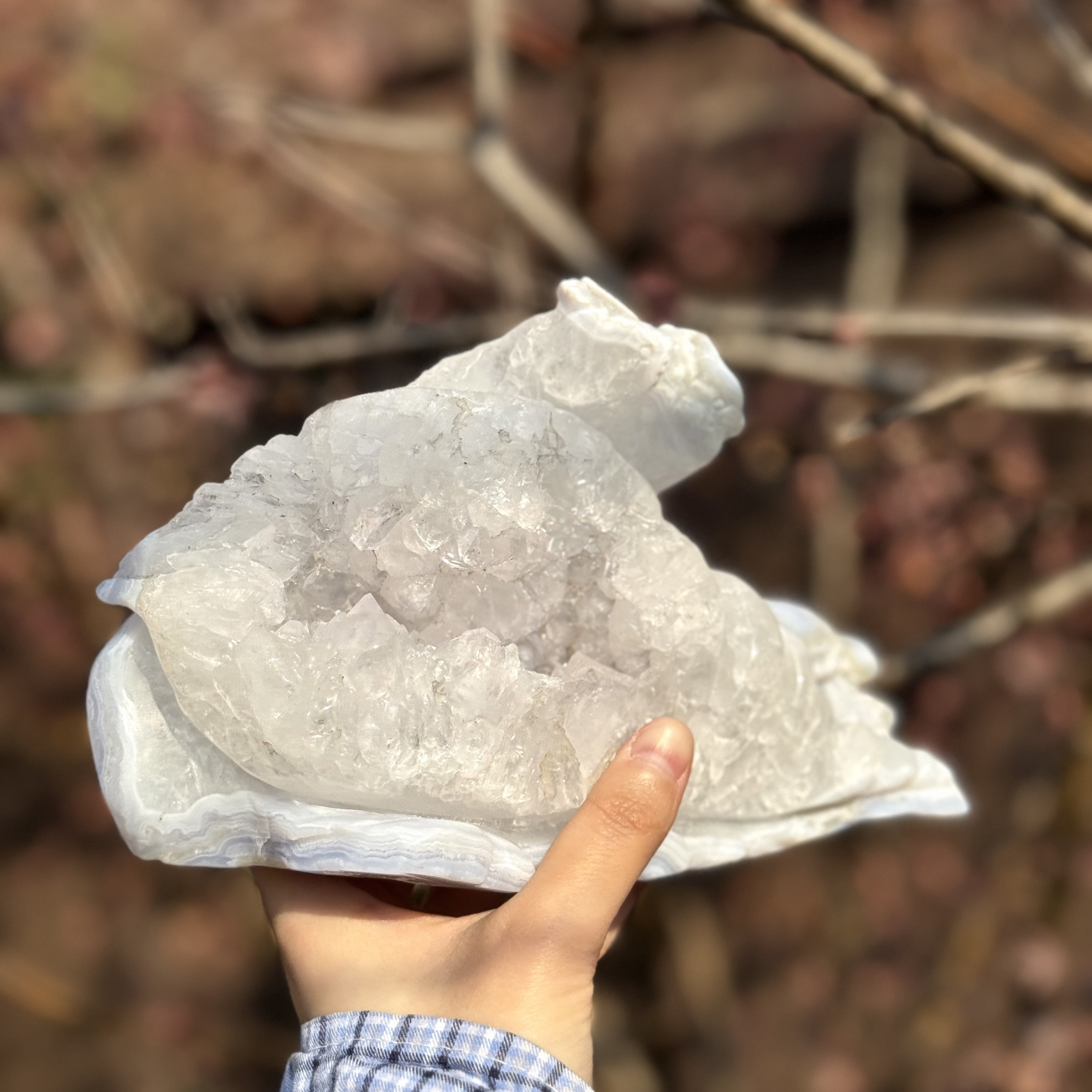 Blue Chalcedony Conch&Fish Carving