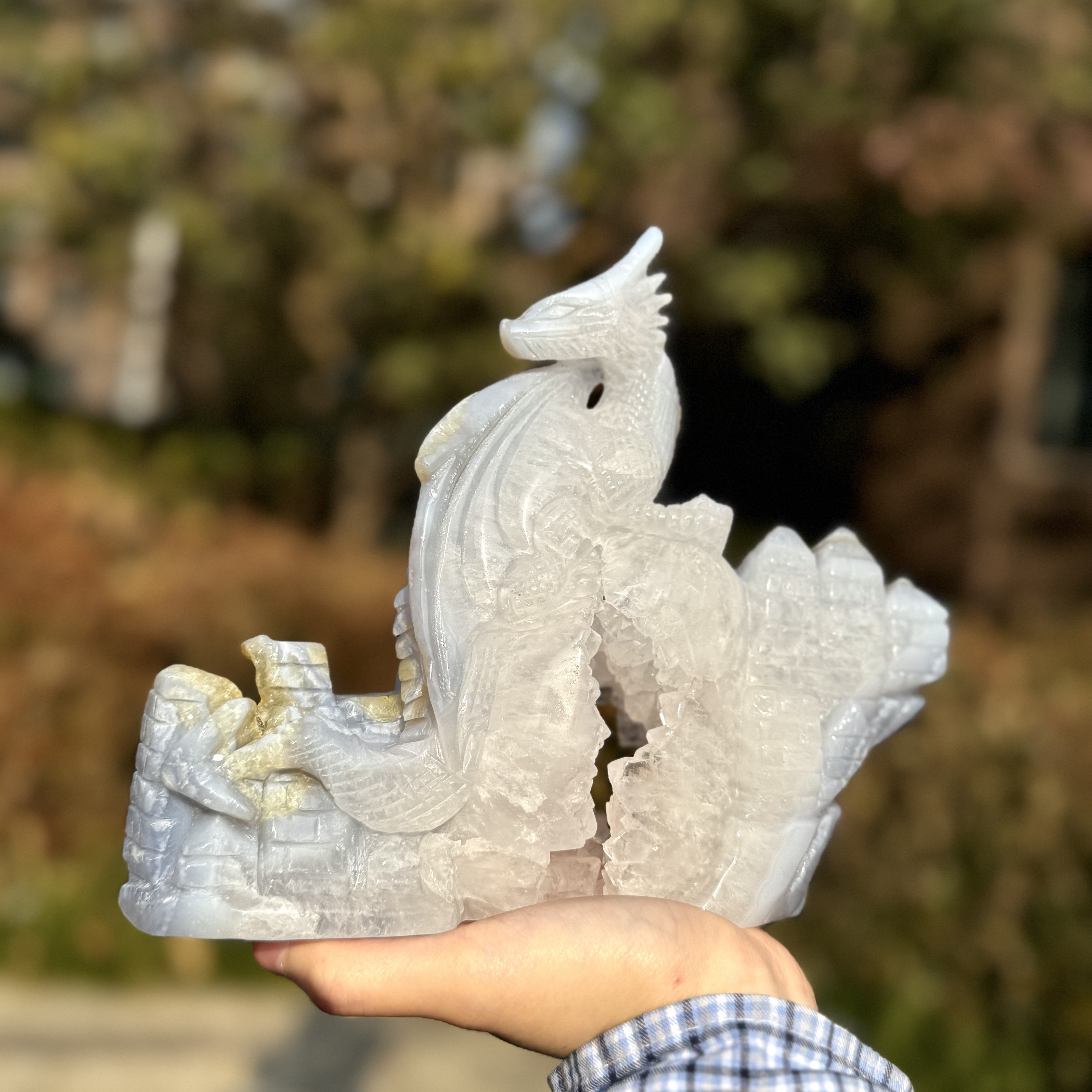 Blue Chalcedony Dragon Carving