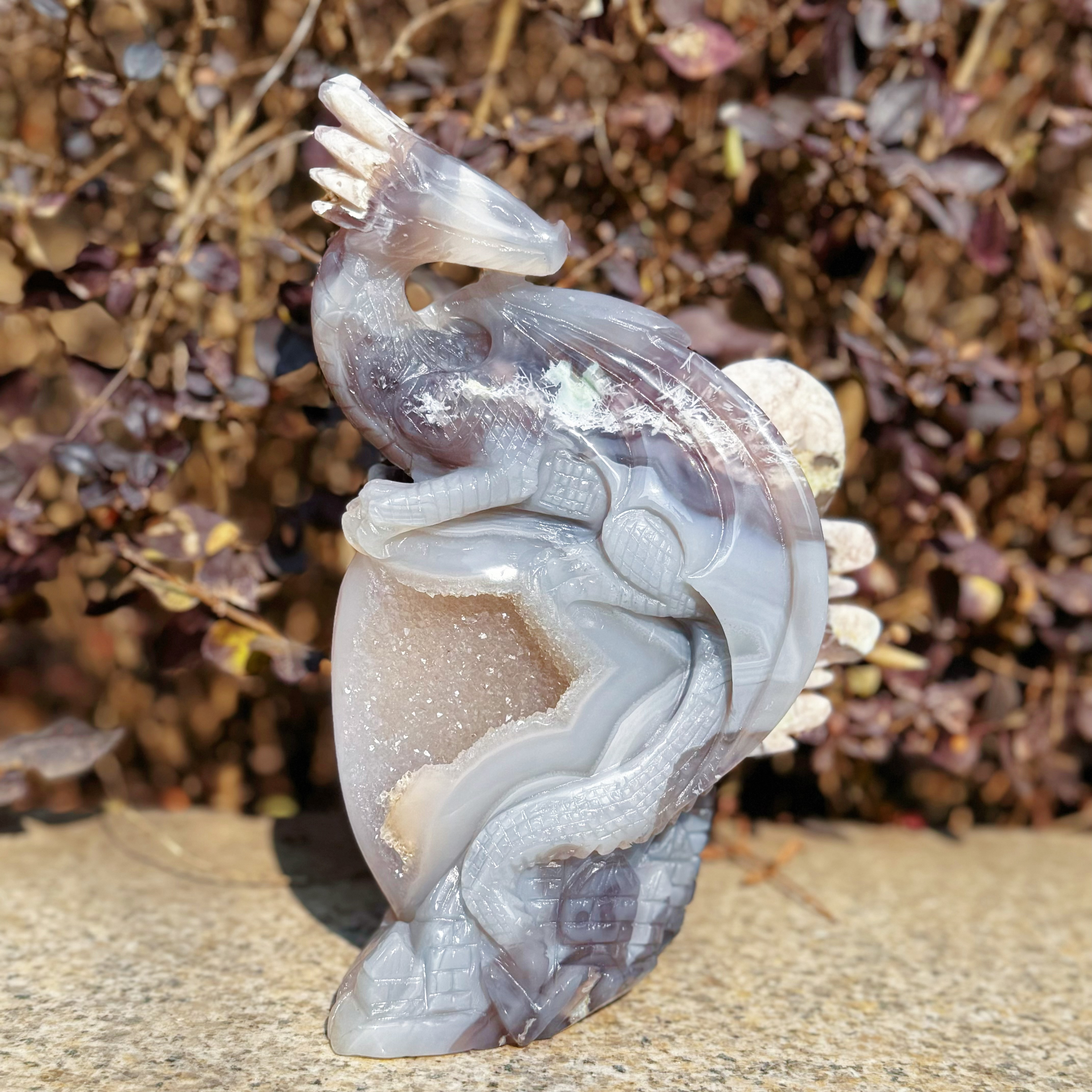 Black Flower Agate Dragon
