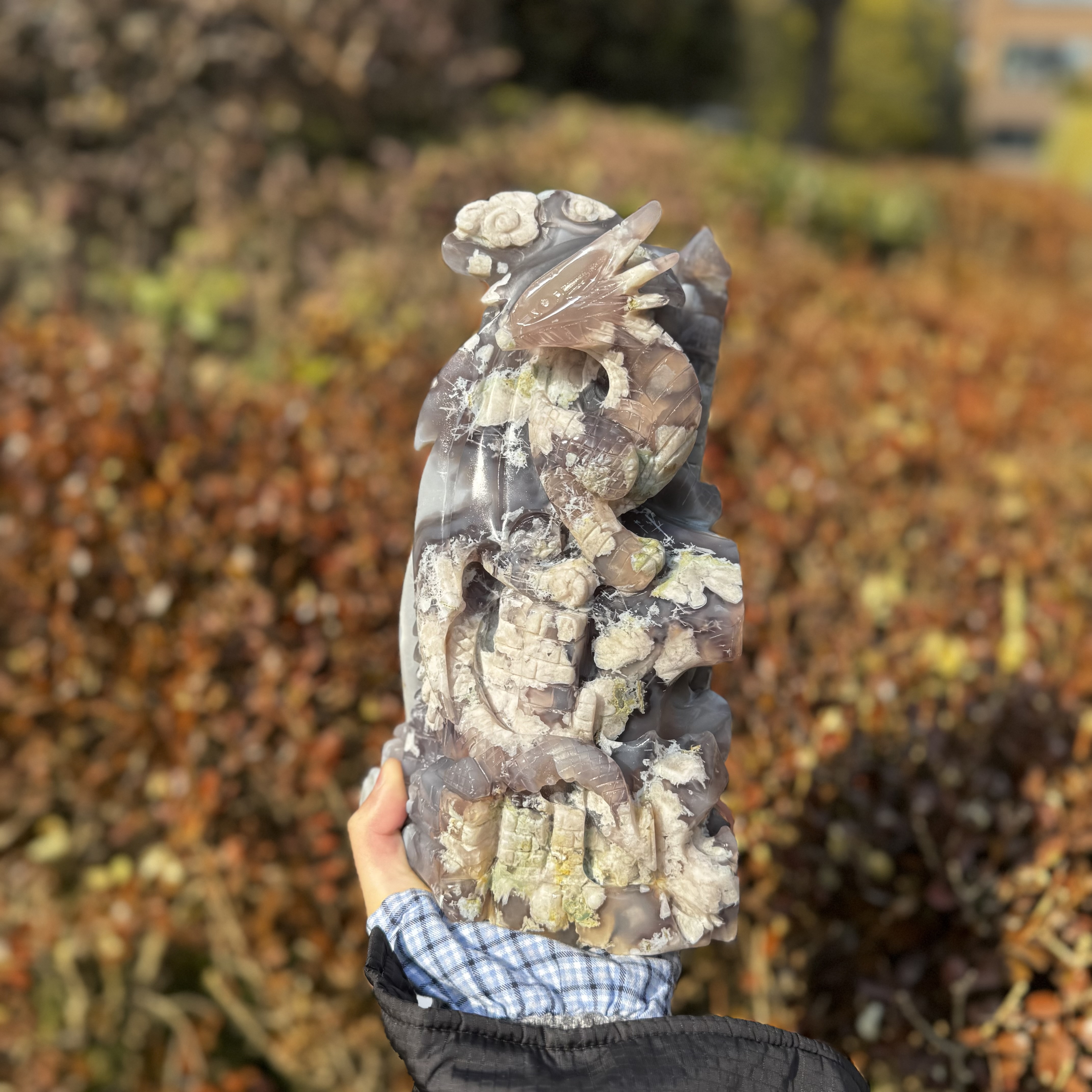 Black Flower Agate Castle Dragon Craving