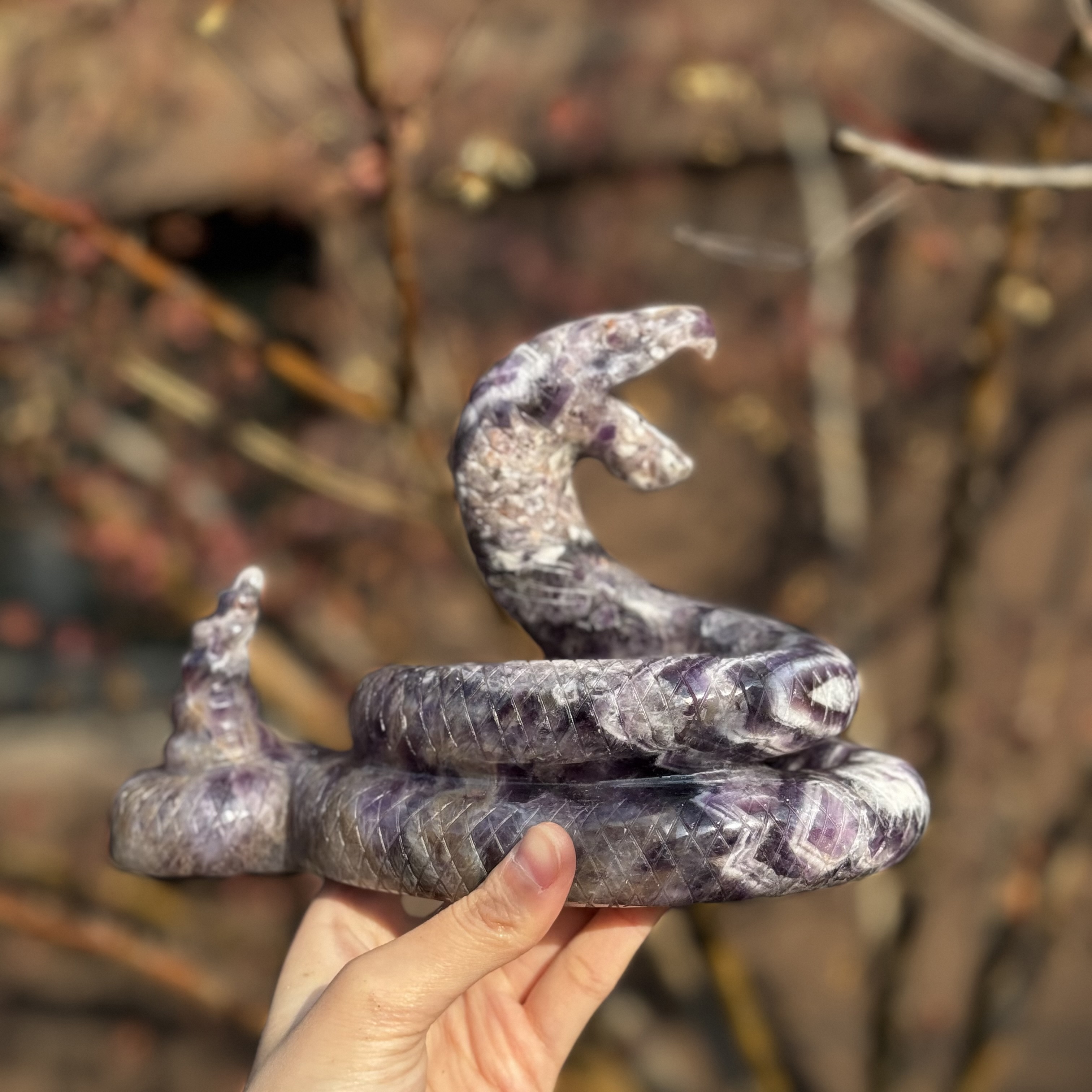 Dream Amethyst Snake Carving