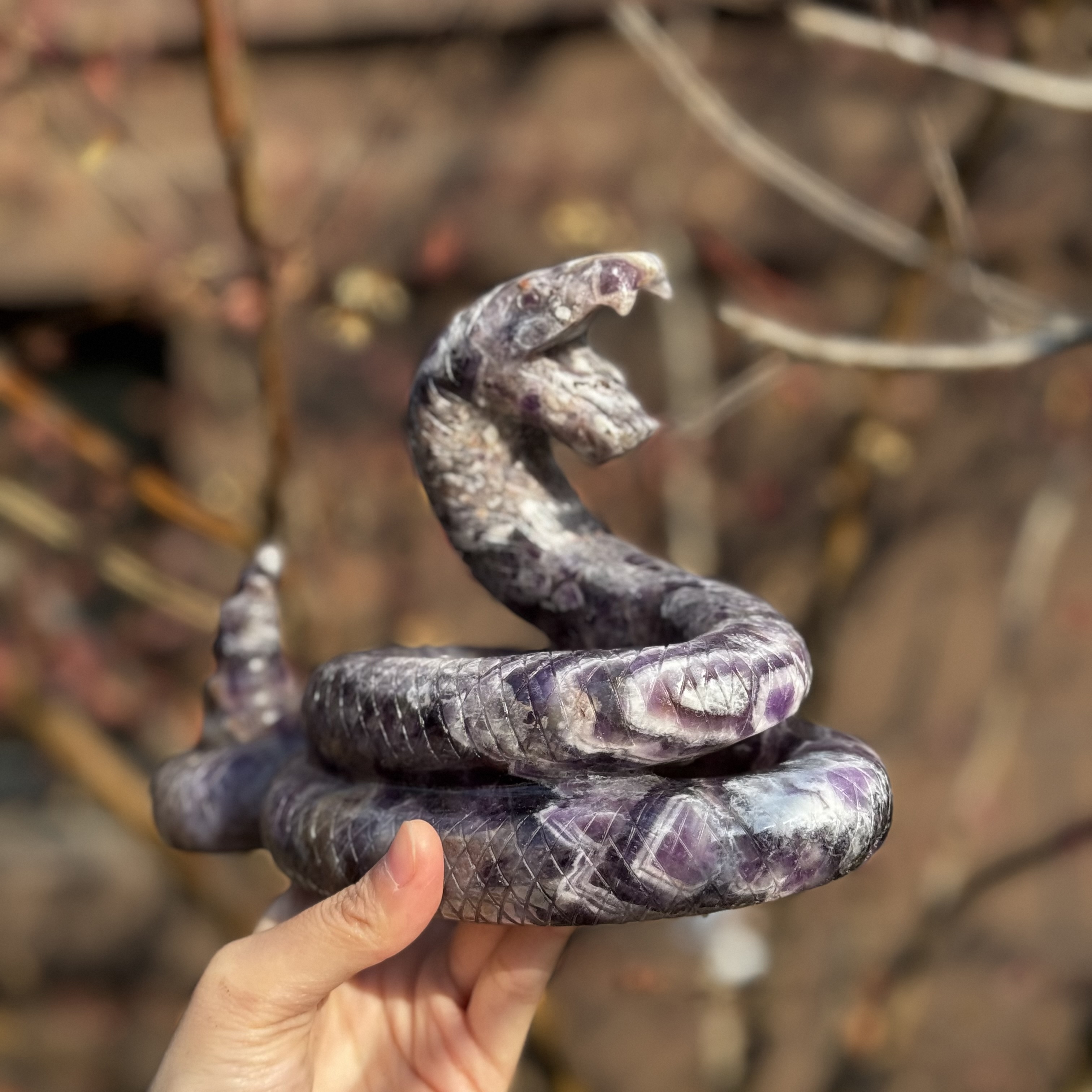 Dream Amethyst Snake Carving
