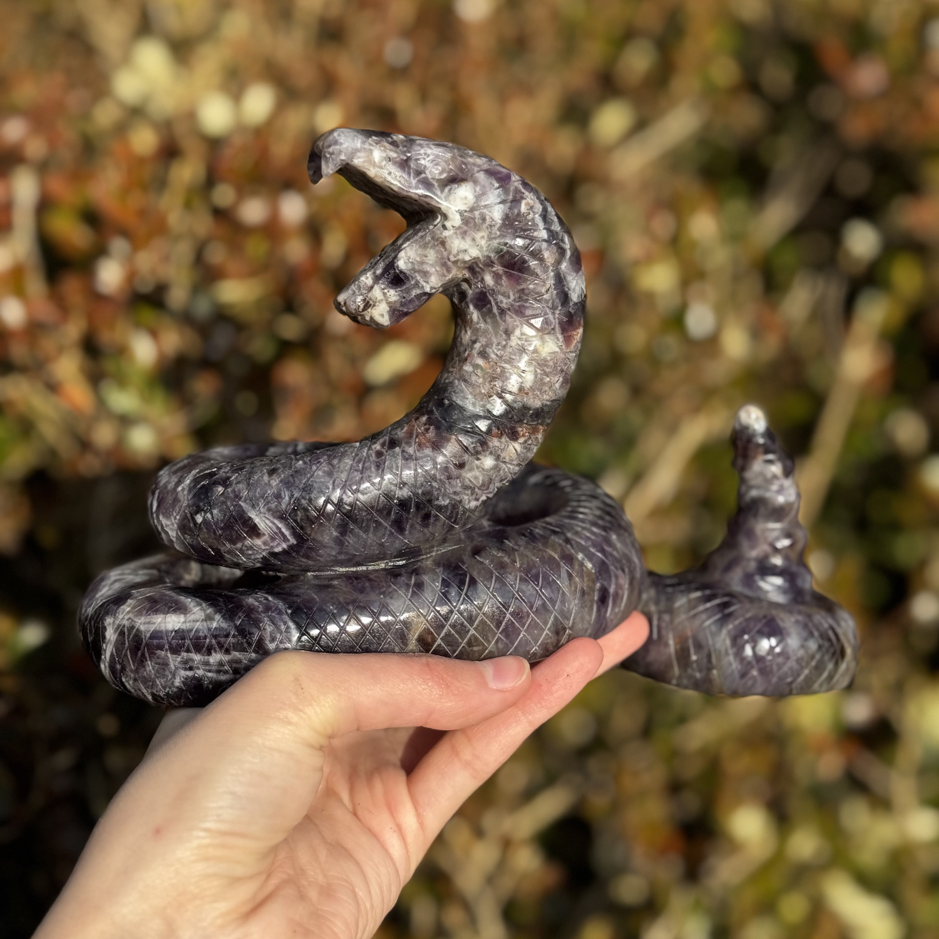 Dream Amethyst Snake Carving