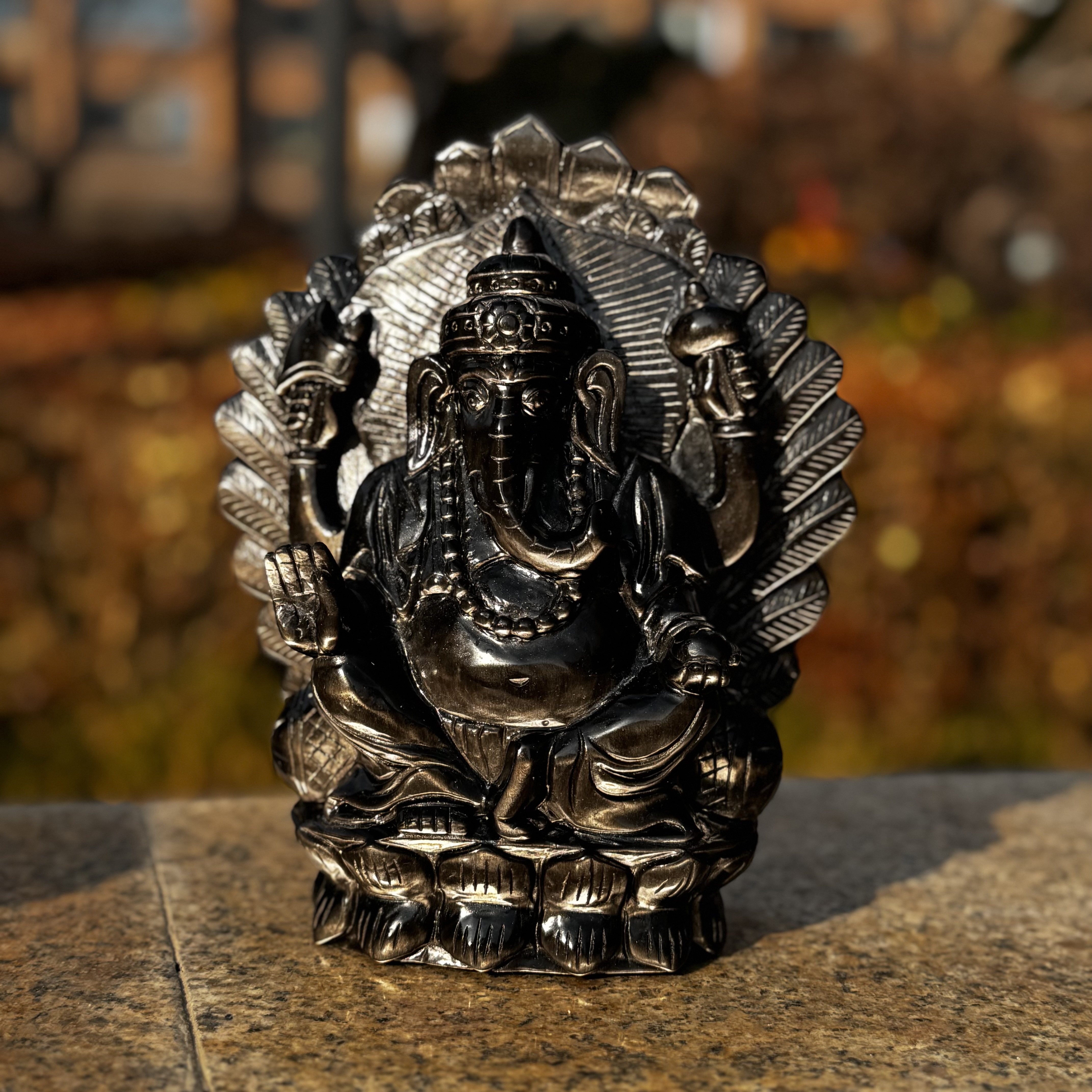 Silver Obsidian Buddhism Handcrafted Carving
