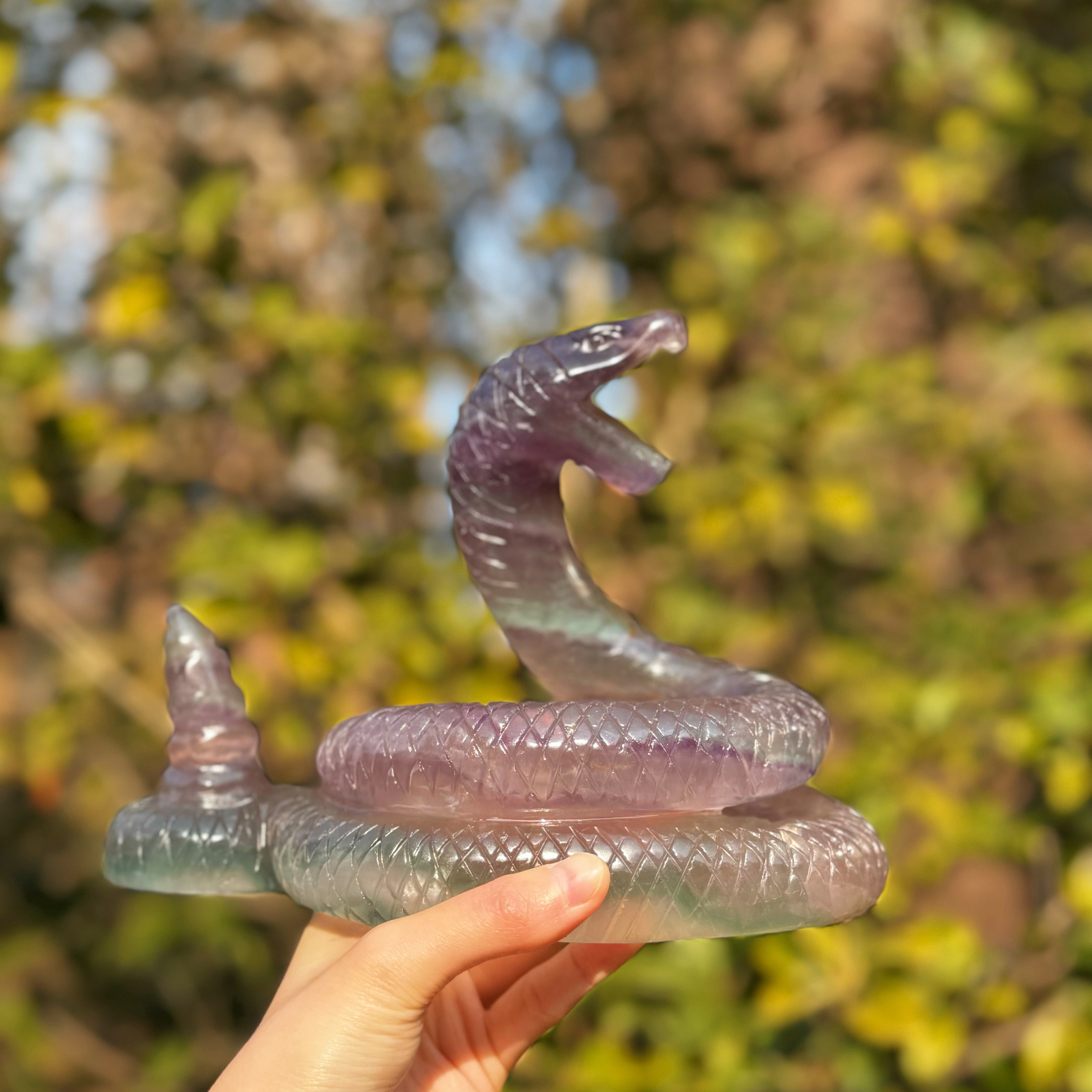 Fluorite Snake Carving