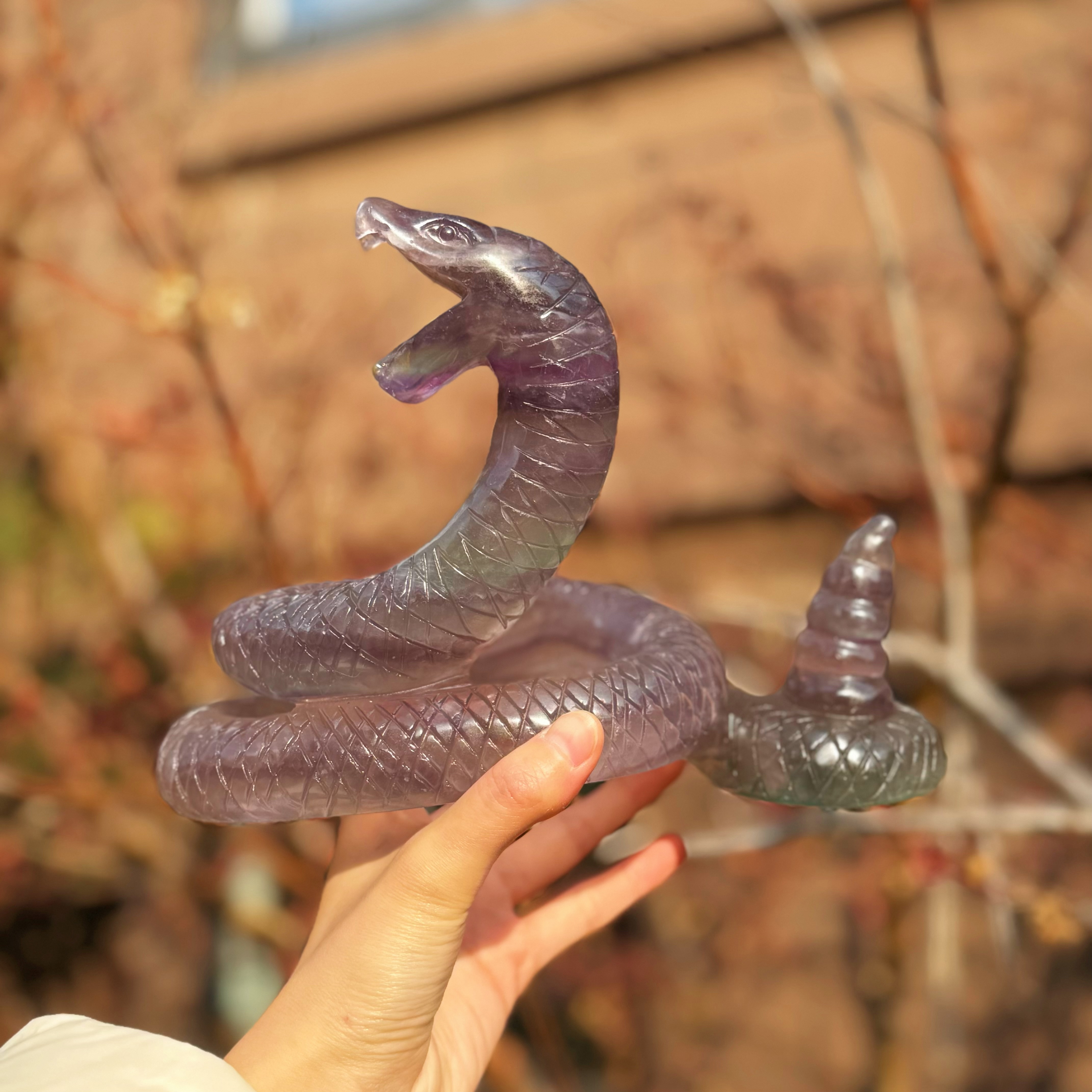 Fluorite Snake Carving