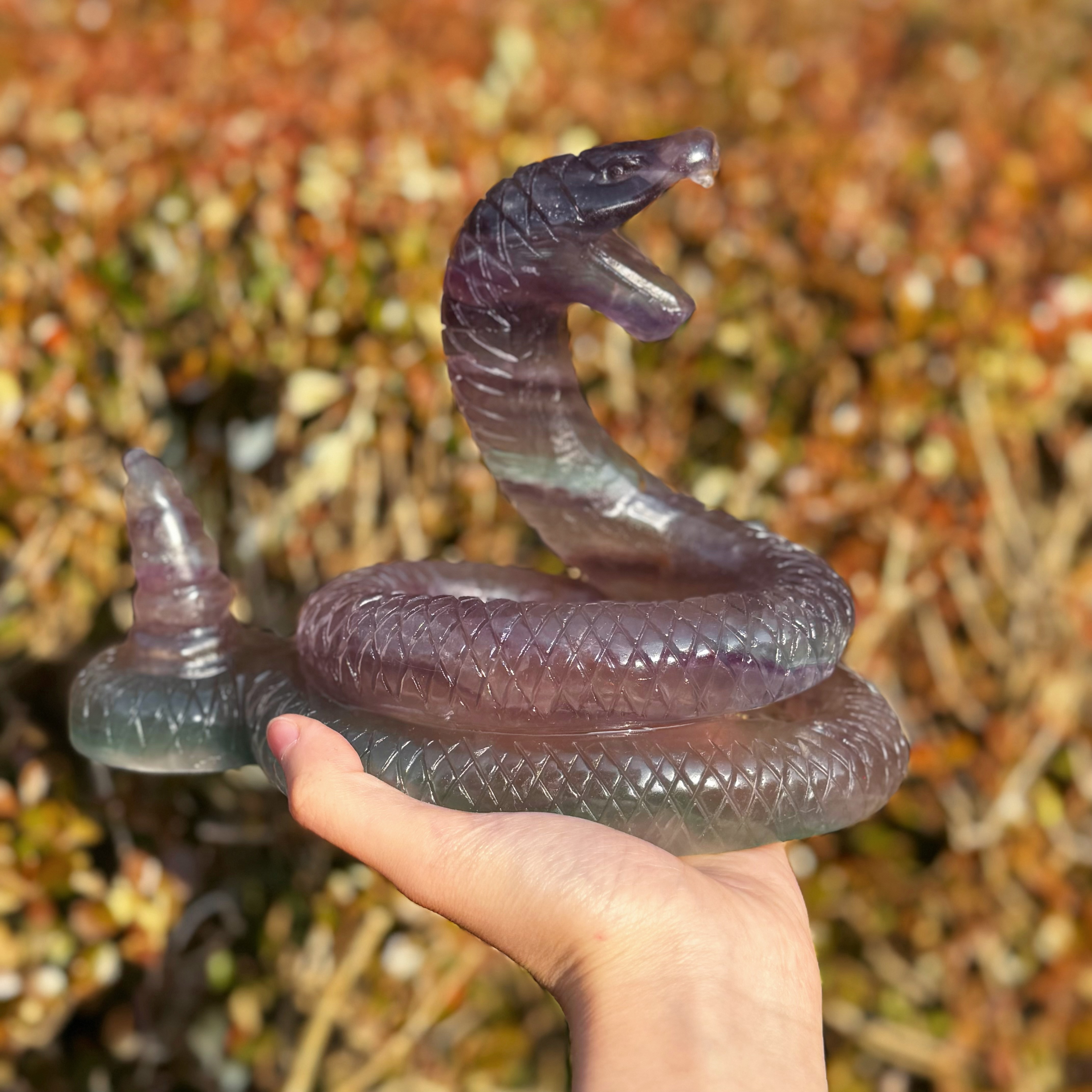 Fluorite Snake Carving