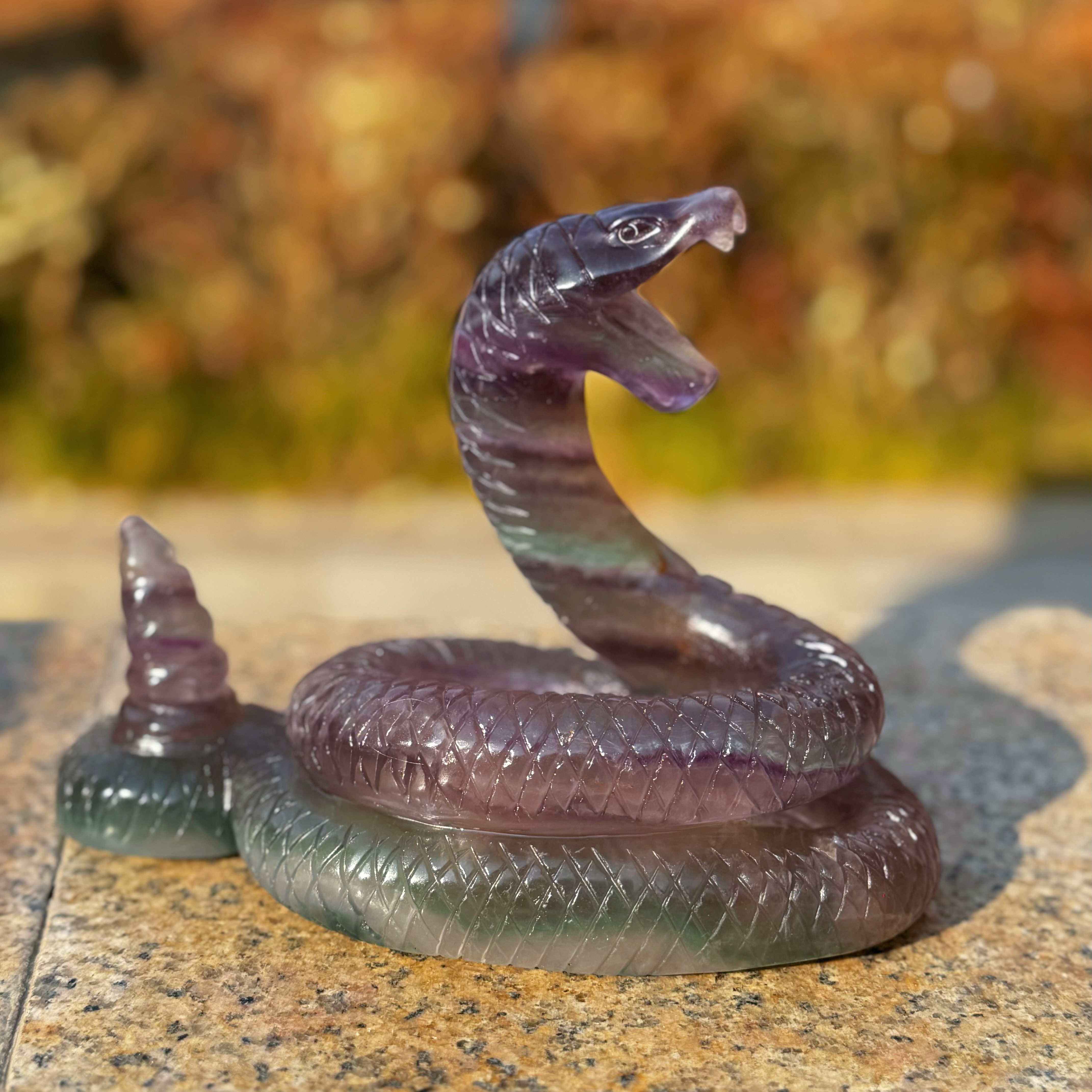 Fluorite Snake Carving