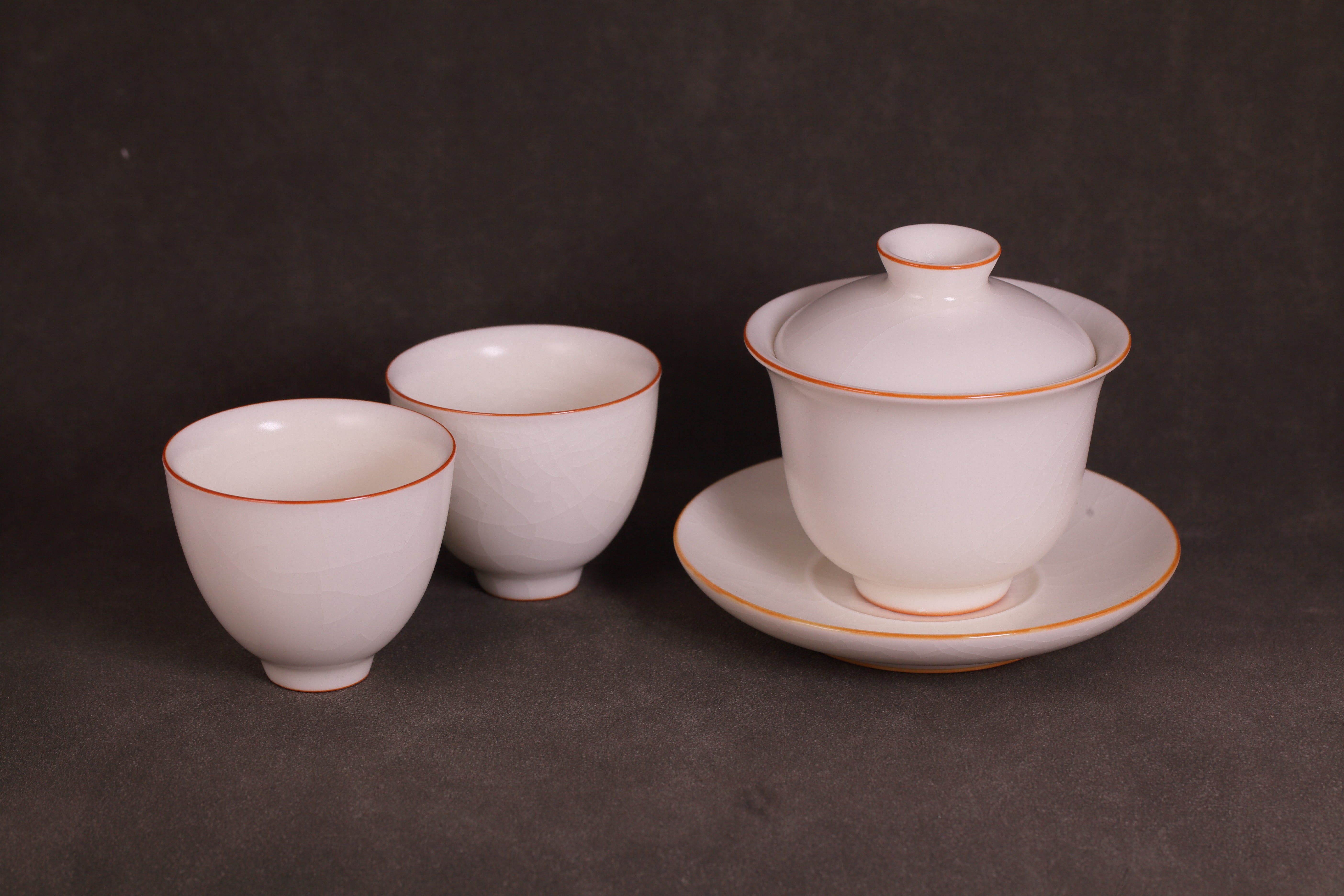 汝窑·玉白系列｜盖碗套装