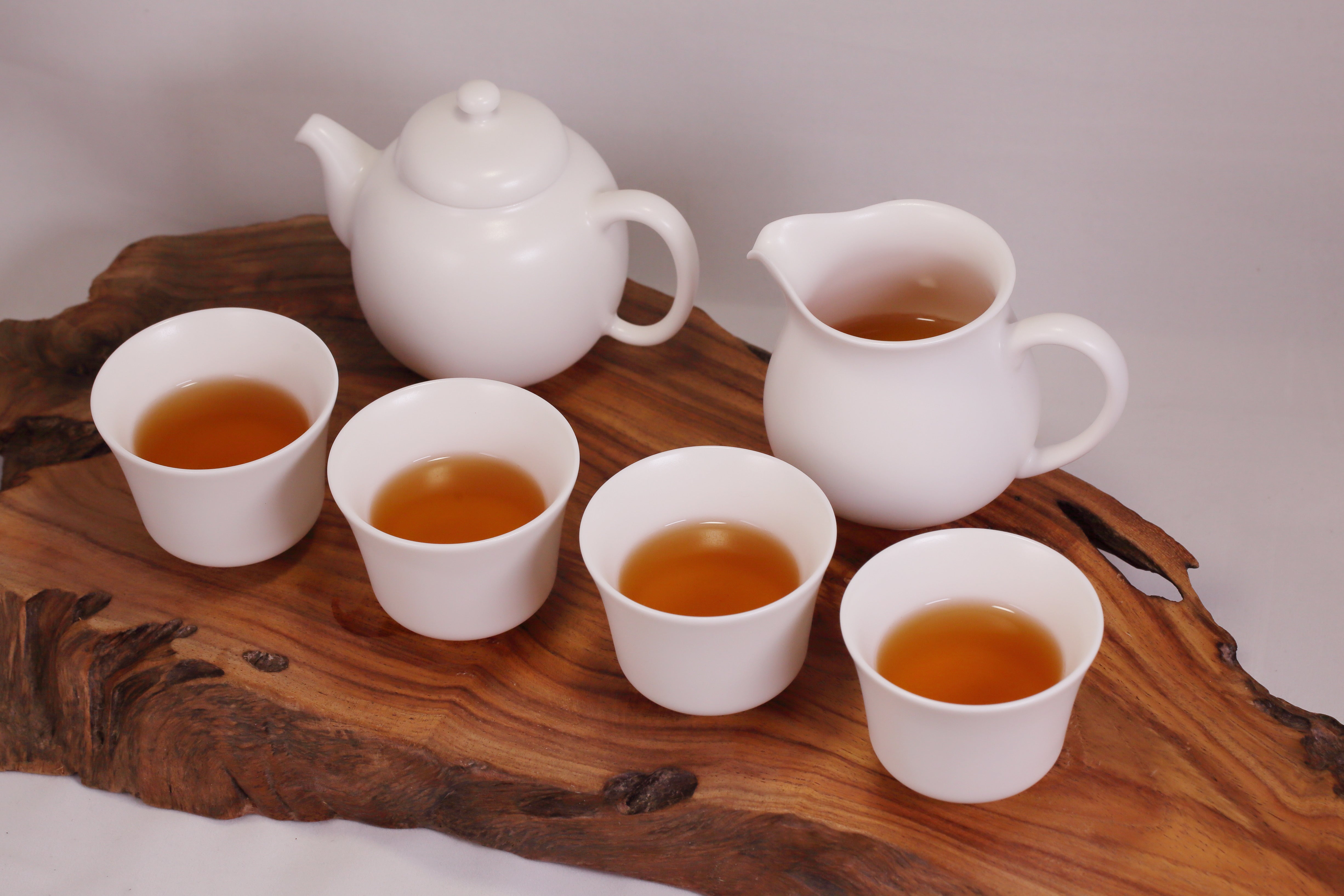 定窑·超值套组｜象牙白龙珠壶六件套