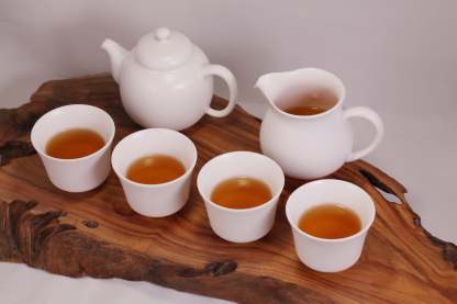 定窑·超值套组｜象牙白龙珠壶六件套