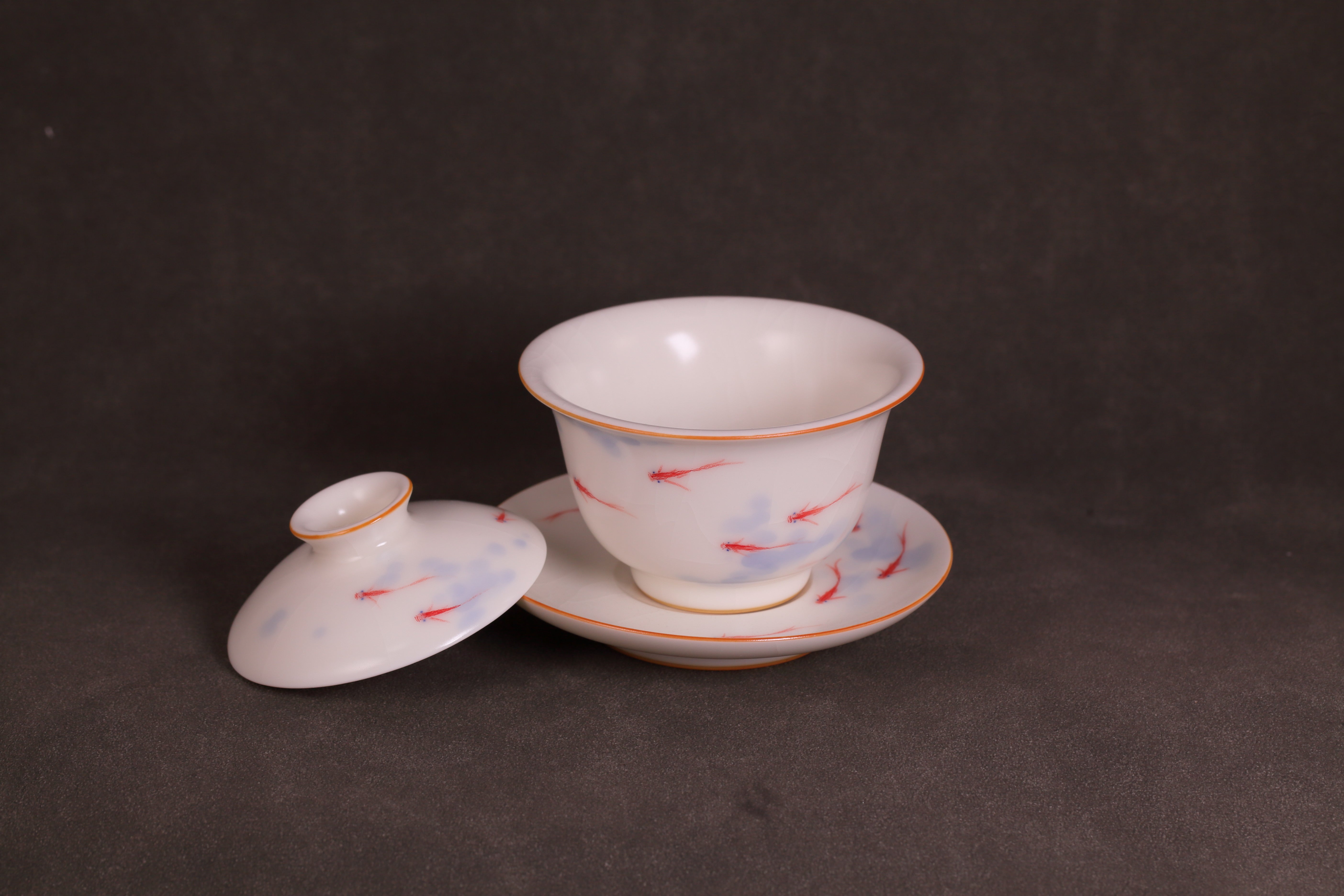 汝窑·玉白系列 ｜“年年有余”盖碗套组