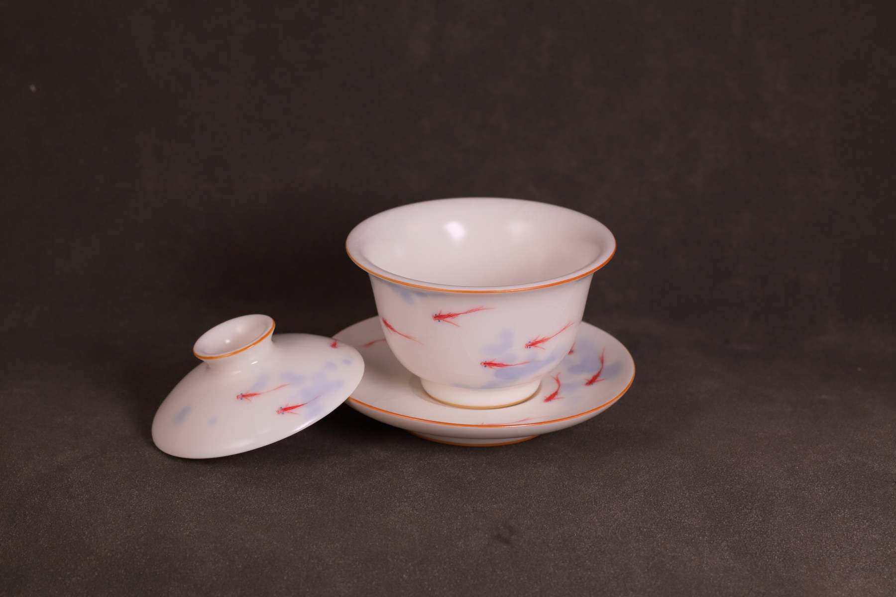 汝窑·玉白系列 ｜“年年有余”盖碗套组