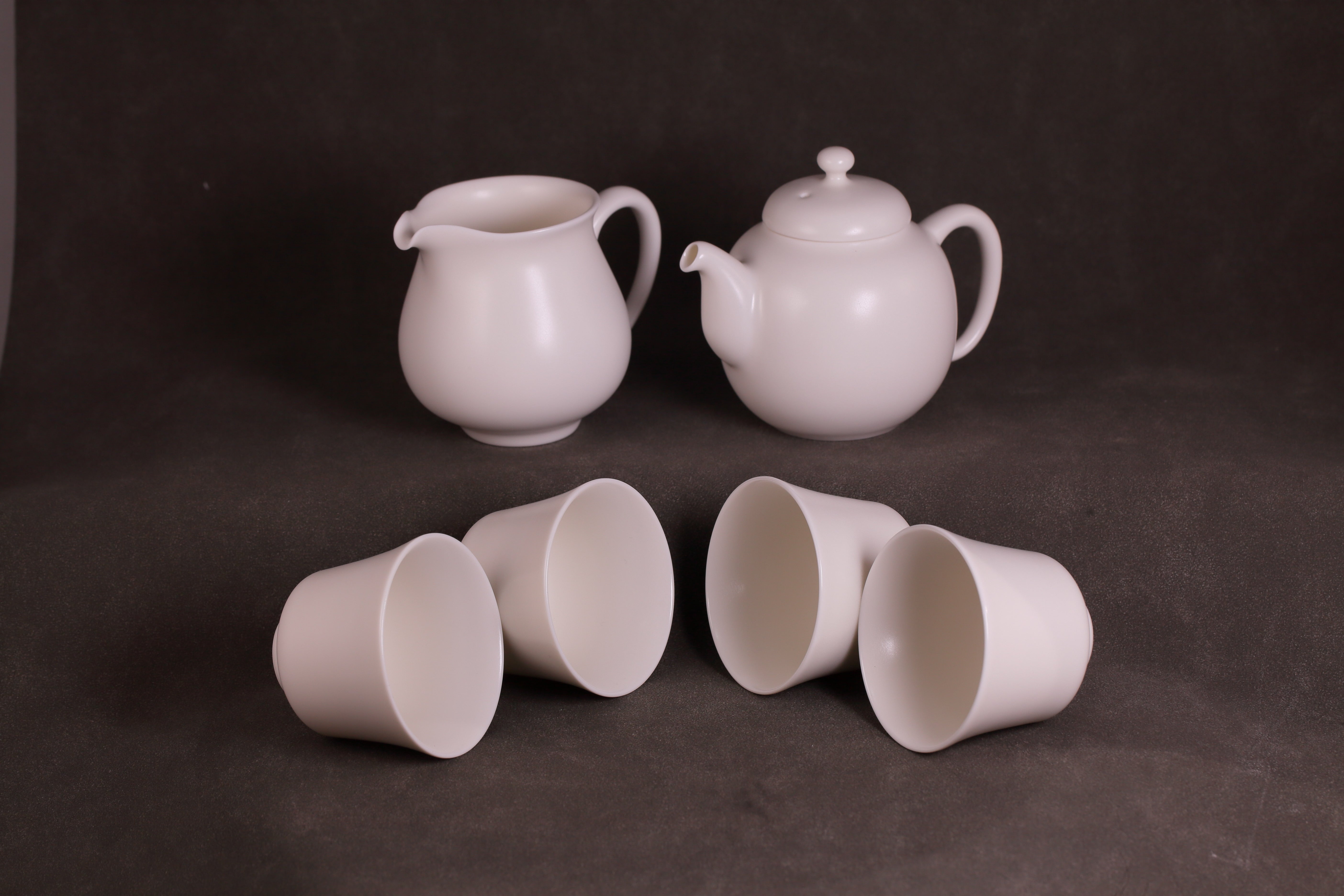 定窑·超值套组｜象牙白龙珠壶六件套