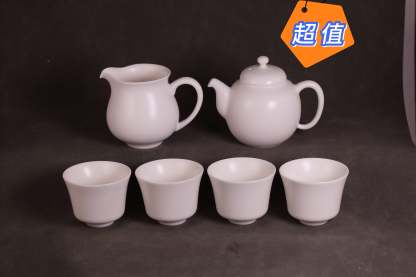 定窑·超值套组｜象牙白龙珠壶六件套