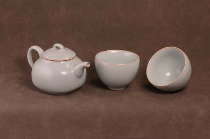 特价预售❤️汝窑 · 天青系列｜天圆地方壶 × 鸡心杯套组（一壶两杯）