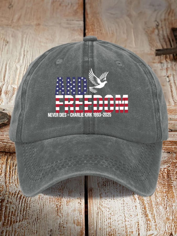 Peace and Freedom American Flag Print Baseball Cap-America250