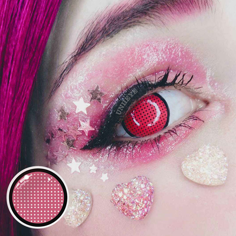Uniieye Blind Red Manson Mesh Cosplay Colored Contact Lenses-UNIIEYE