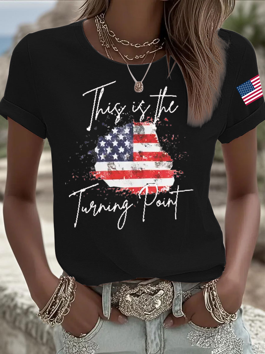 Women's C.K TP Iron On Short Sleeve T-Shirt-America250