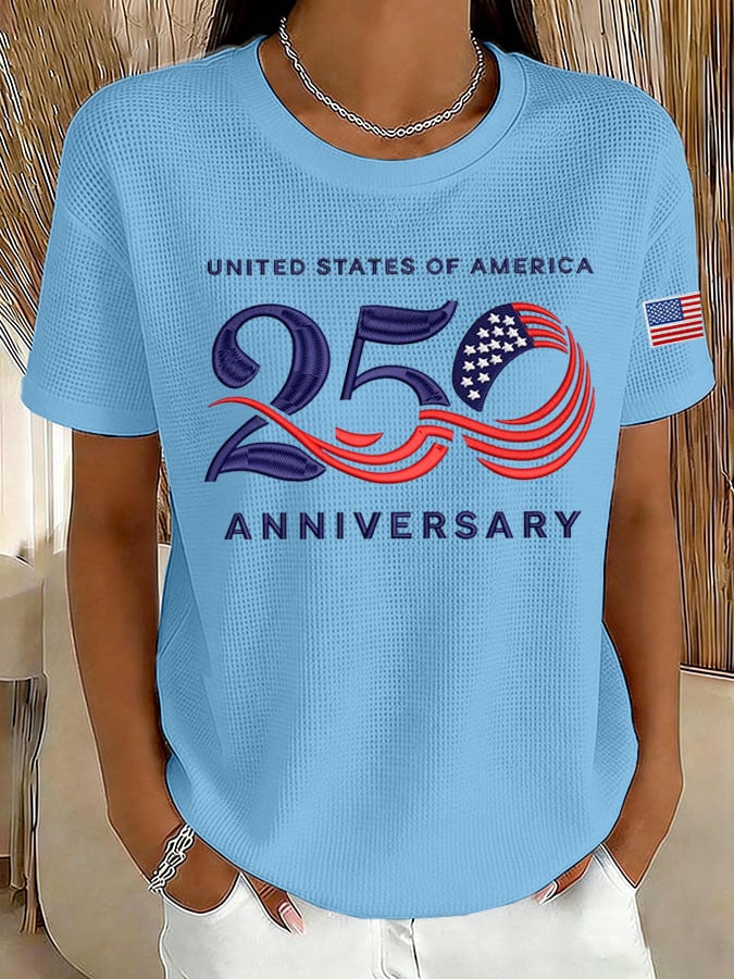 Women's 250 Years Print Waffle T-shirt-America250