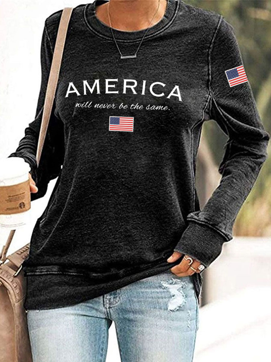 Women's American Will Never Be The Same Printed Casual Sweatshirt-America250