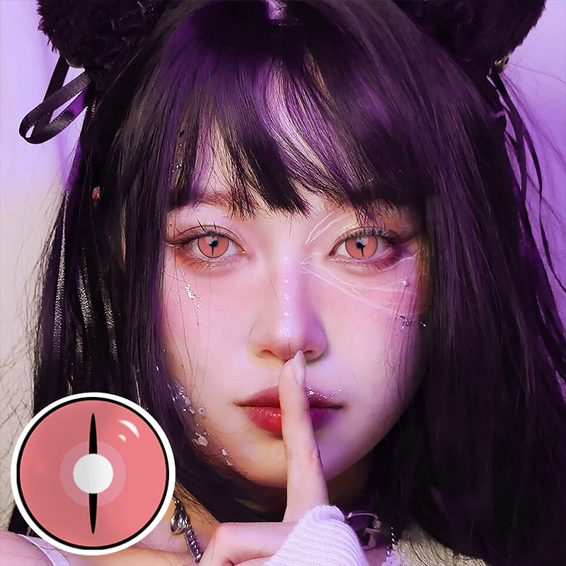Uniieye Blind Kamado Nezuko Ghost Prescription Cosplay Colored Contact Lenses-UNIIEYE