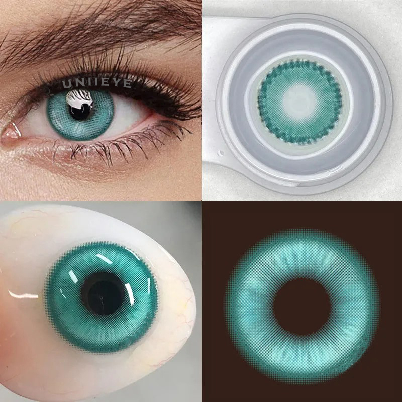 Uniieye Magic Coral Cyan Green Prescription Colored Contact Lenses