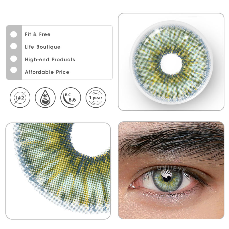 Uniieye Rebirth Cosmic Green Prescription Men Colored Contact Lenses
