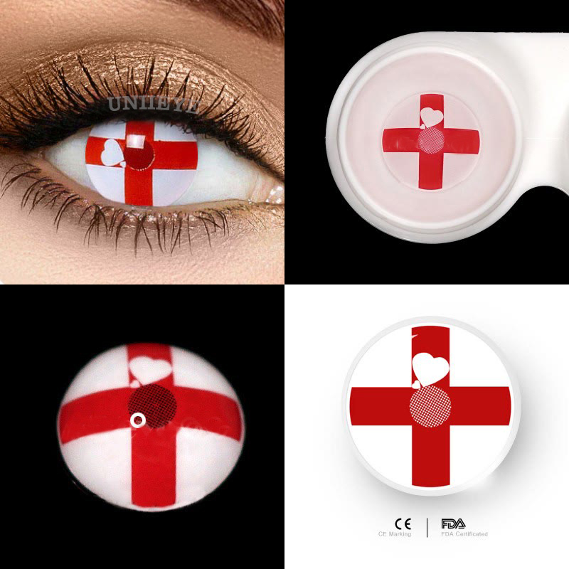 Uniieye Blind Red Cross Cosplay Colored Contact Lenses-UNIIEYE