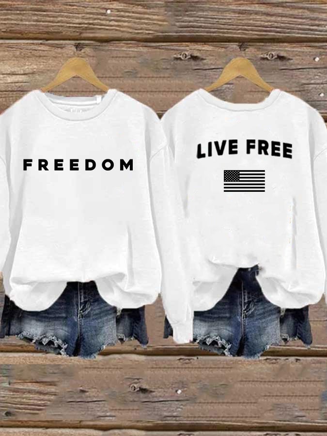 Women's Freedom Print Casual Printed Sweatshirt-America250