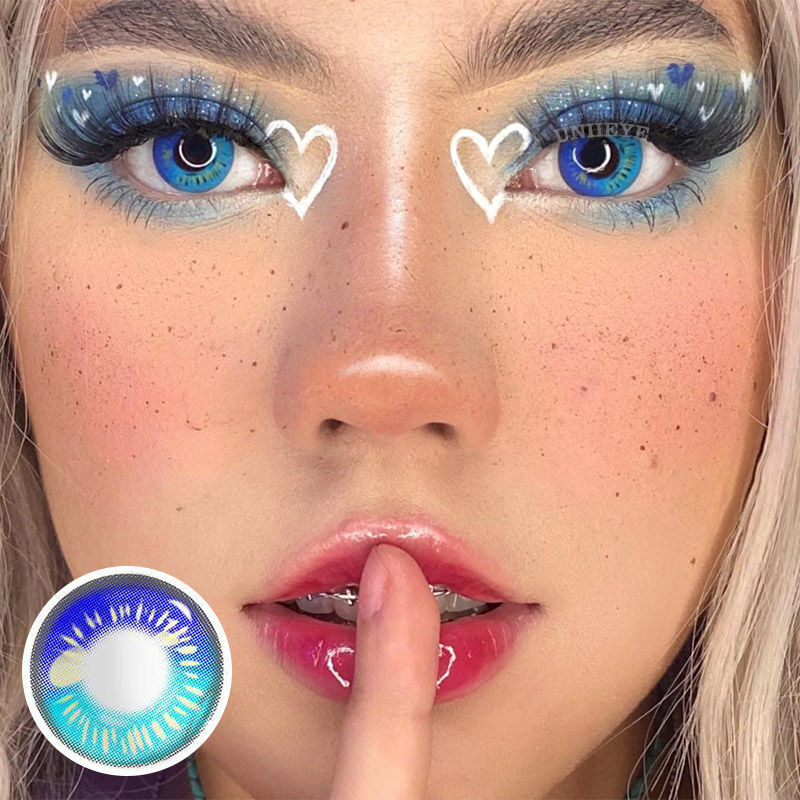Uniieye Anime Tear Blue Prescription Cosplay Colored Contact Lenses-UNIIEYE