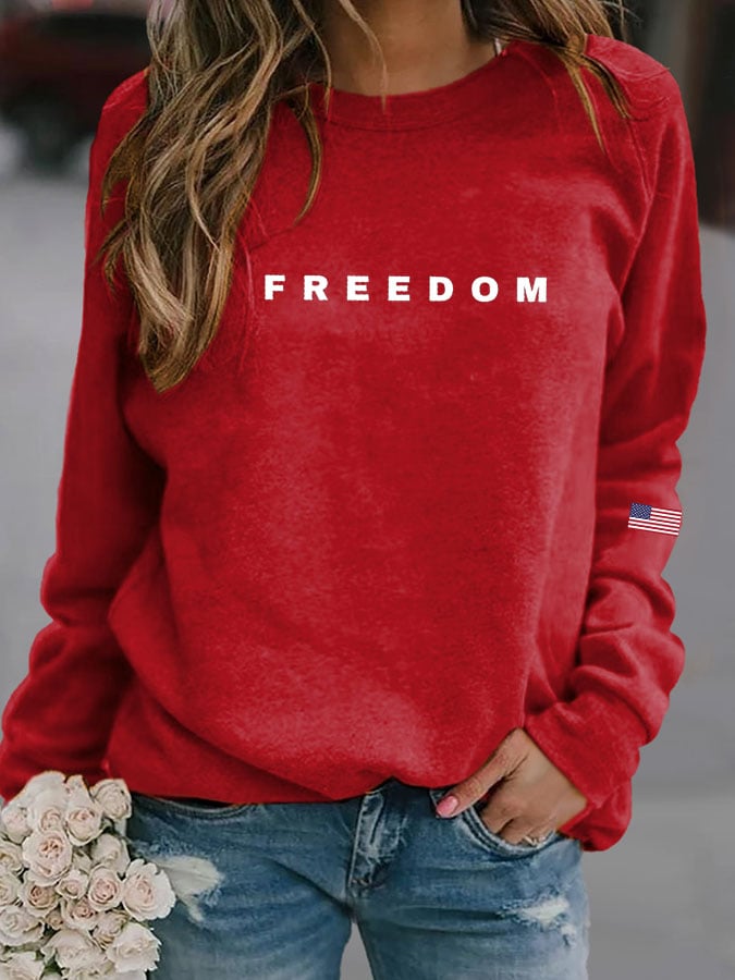 Women's Casual Letter Print Long Sleeve Sweatshirt-America250