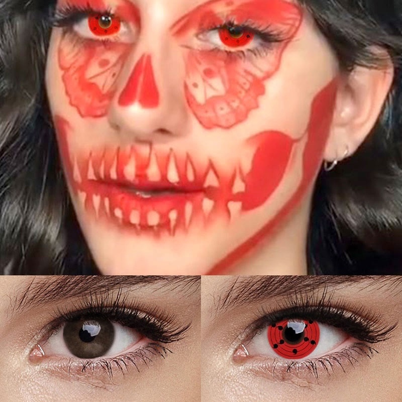 Uniieye Rinne Sharingan Red Prescription Cosplay Colored Contact Lenses