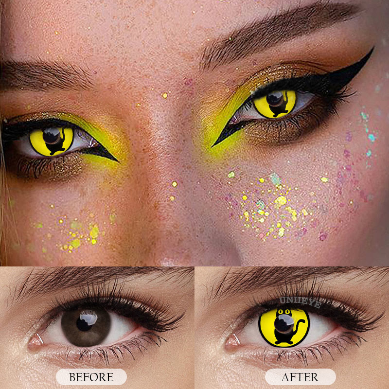 Uniieye Yellow Cat Prescription Cosplay Colored Contact Lenses-UNIIEYE