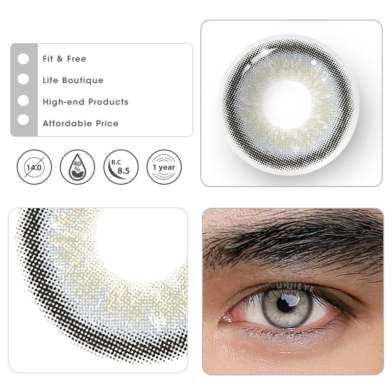 Uniieye Cow Boy Grey Prescription Men Colored Contact Lenses