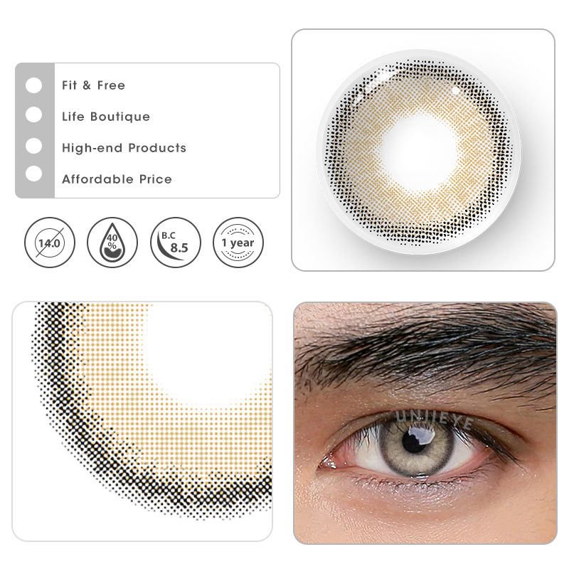 Uniieye Fox's Eye Brown Prescription Men Colored Contact Lenses