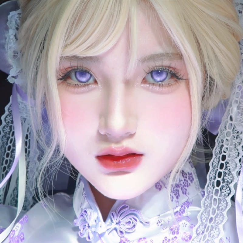Uniieye Cyber Mesh Violet Prescription Cosplay Colored Contact Lenses | 6 Months-UNIIEYE