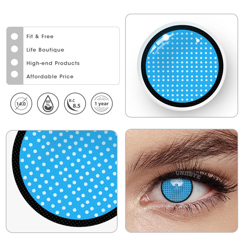 Uniieye Blind Blue Mesh Cosplay Colored Contact Lenses-UNIIEYE