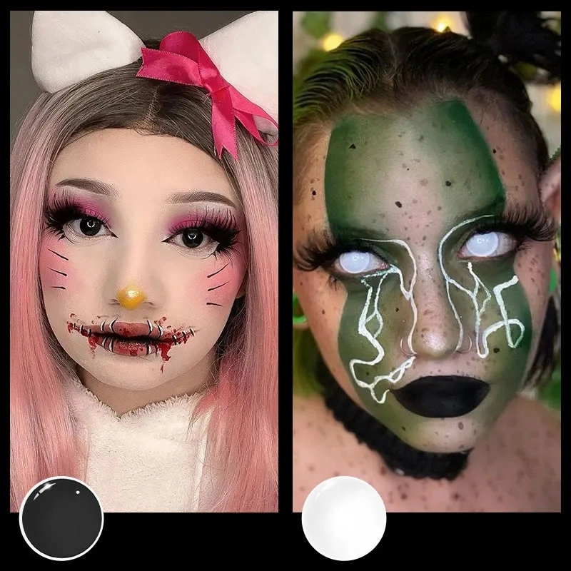 Uniieye Blind Black Mini Sclera Prescription Cosplay Colored Contact Lenses