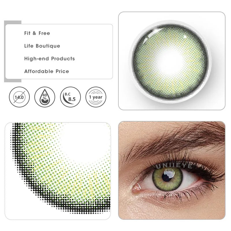 Uniieye Nowhere S37 Green Prescription Colored Contact Lenses