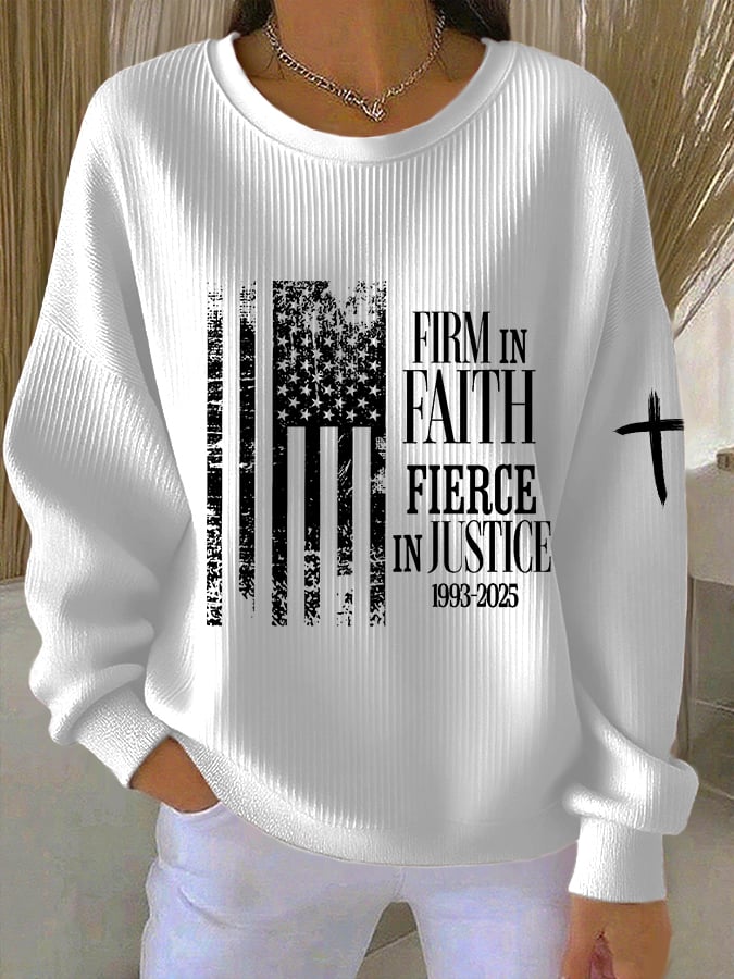 Women's Firm In Faith Fierce In Justice Print Casual Sweatshirt-America250