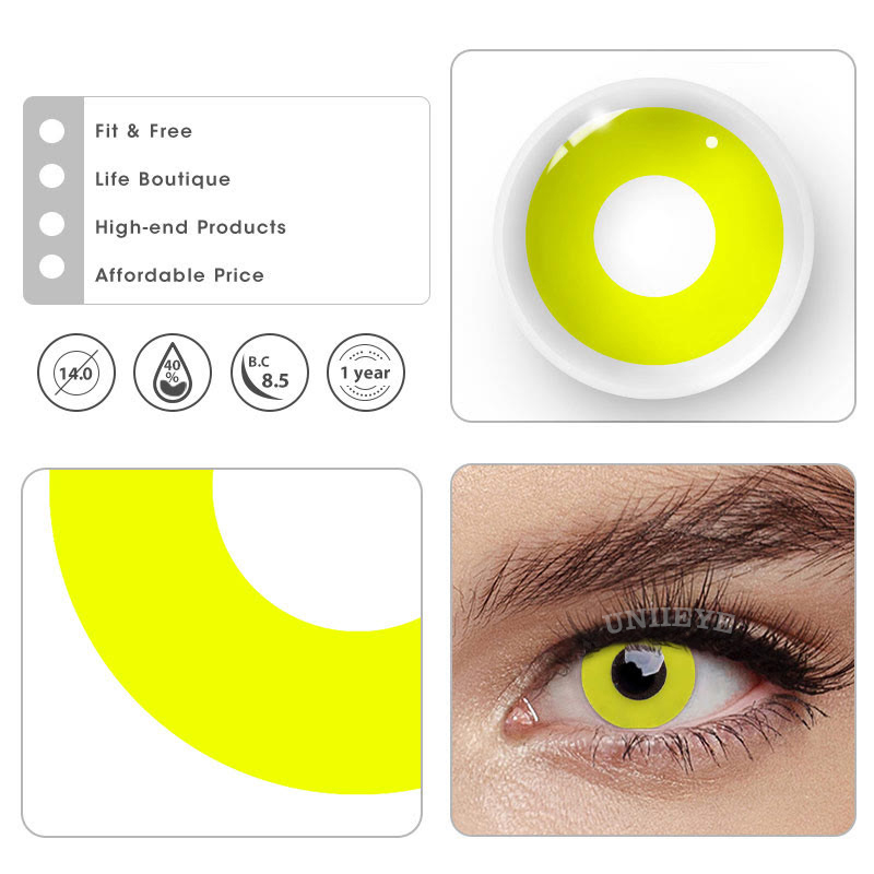 Uniieye Yellow Block Prescription Cosplay Colored Contact Lenses-UNIIEYE