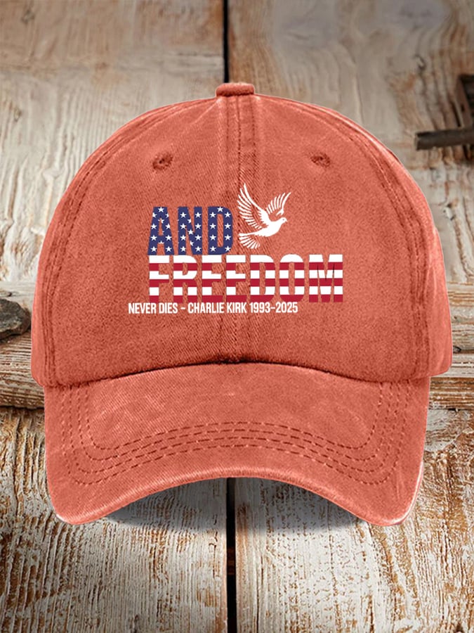 Peace and Freedom American Flag Print Baseball Cap-America250