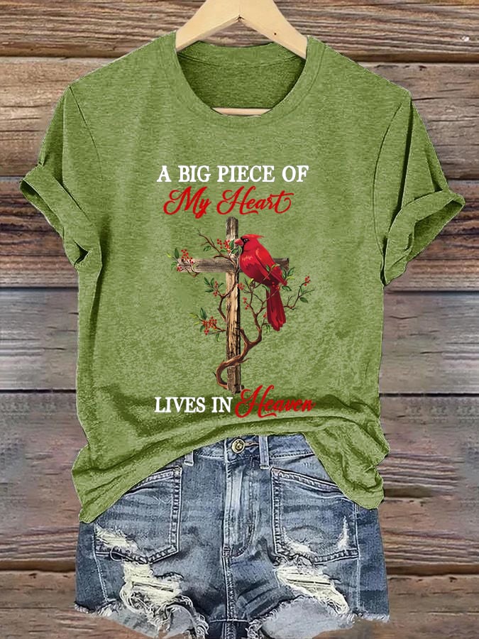 Women's A Big Piece of My Heart Lives in Heaven T-shirt-America250