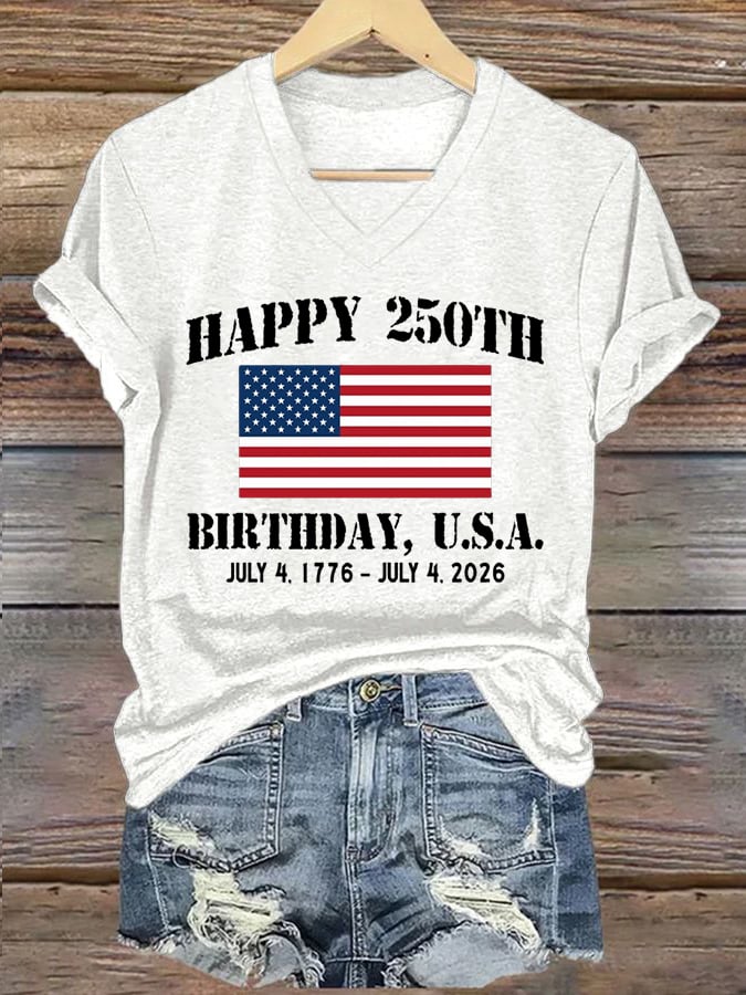 Women’S 250th America Anniversary Casual Printed T-Shirt-America250