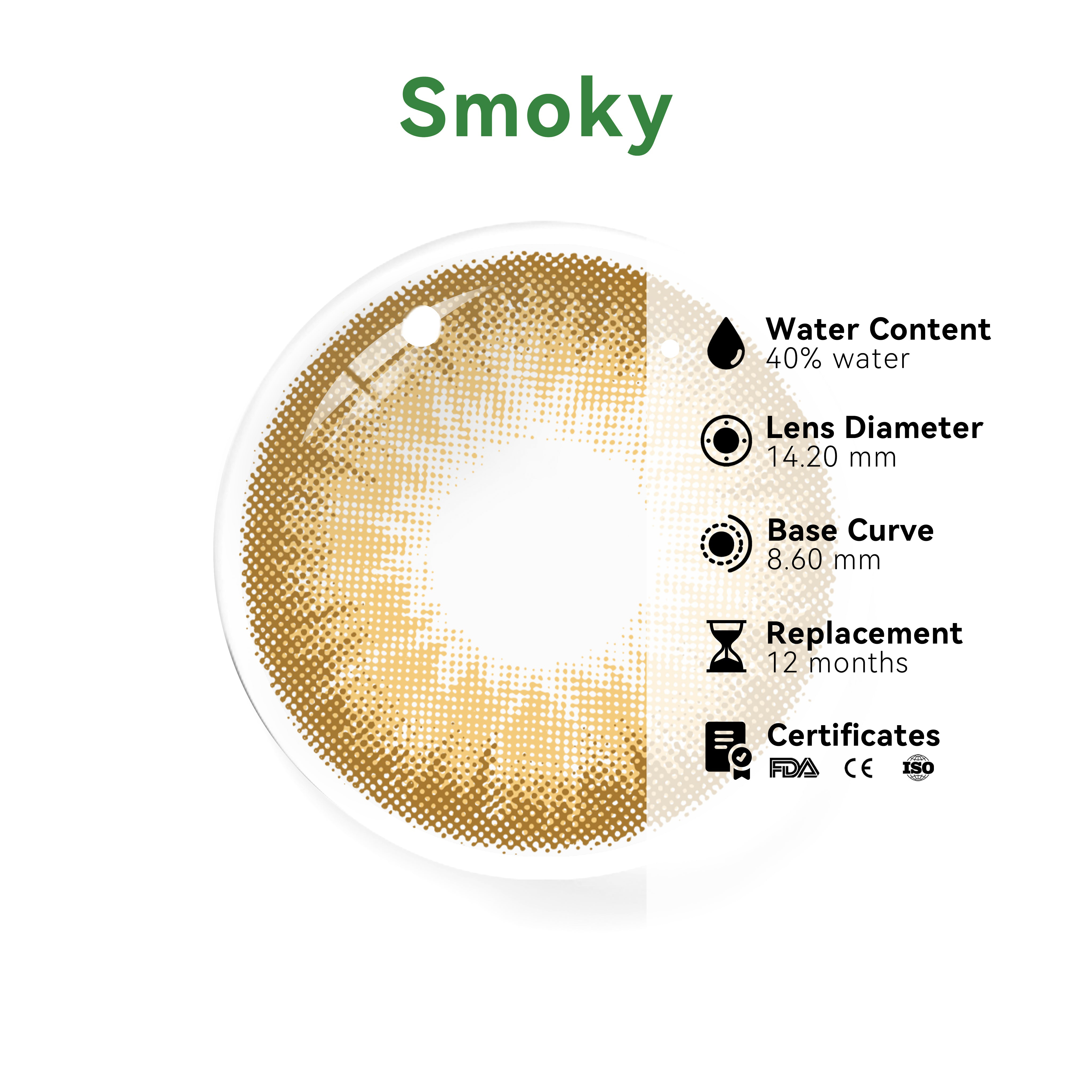 Smoky Latte Brown Yearly Colored Contacts