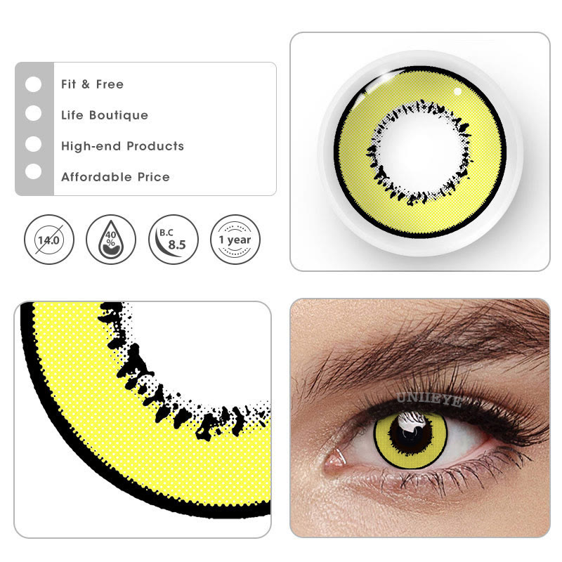 Uniieye Elements Yellow Prescription Cosplay Colored Contact Lenses-UNIIEYE