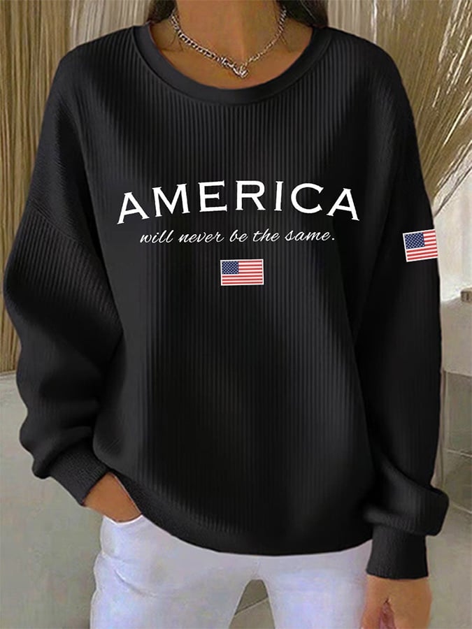 Women's America Will Never Be The Same Print Casual Sweatshirt-America250