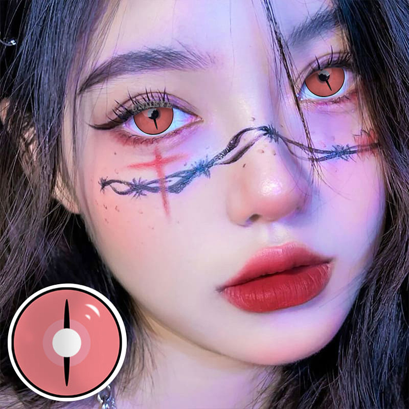 Uniieye Blind Kamado Nezuko Ghost Prescription Cosplay Colored Contact Lenses-UNIIEYE