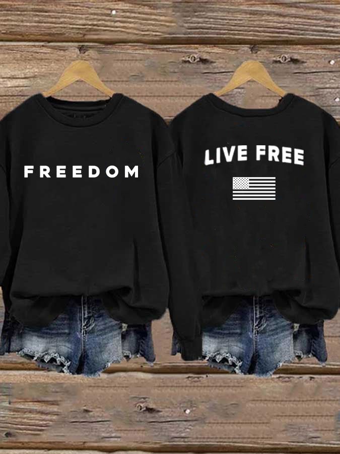 Women's Freedom Print Casual Printed Sweatshirt-America250